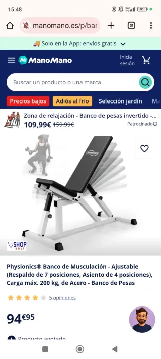 Banco de musculación ajustable