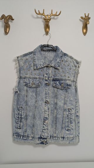 Chaleco Denim Estrellas Tachuelas