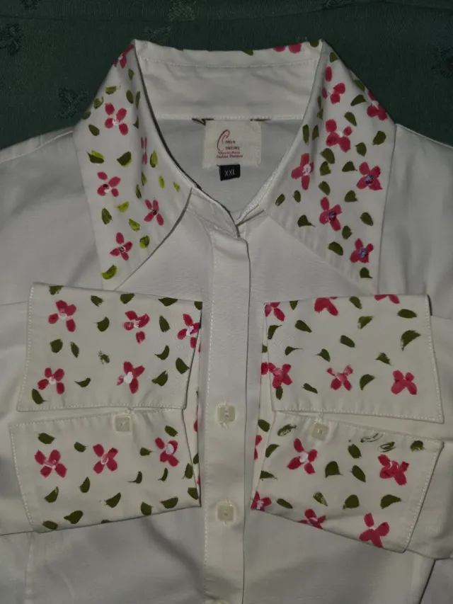 Camisa Carla Corsia blanca pintada XXL