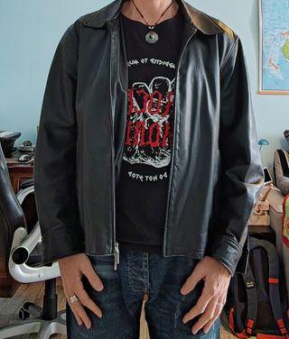 Giubbotto in pelle uomo nero