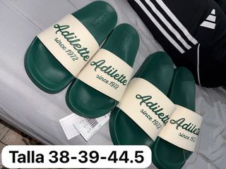 Chanclas Adidas Adilette Verde y Blanco