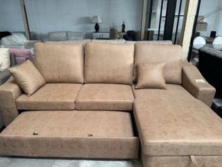 Chaiselongue convertible en cama beige