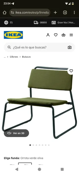 Sillón Ikea LINNEBACK verde olivo/khaki nuevo!