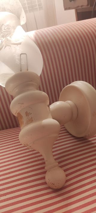 Lámpara de pared antigua madera y cristal