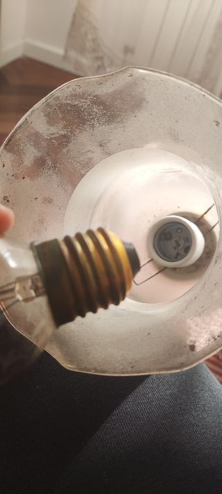 Lámpara de pared antigua madera y cristal