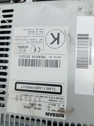 SISTEMA AUDIO / RADIO CD NISSAN QASHQAI (J10)
