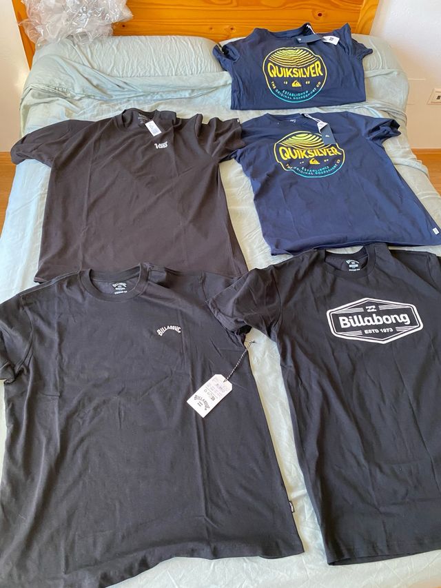 Lote 4 Camisetas Quiksilver, Billabong y Vans