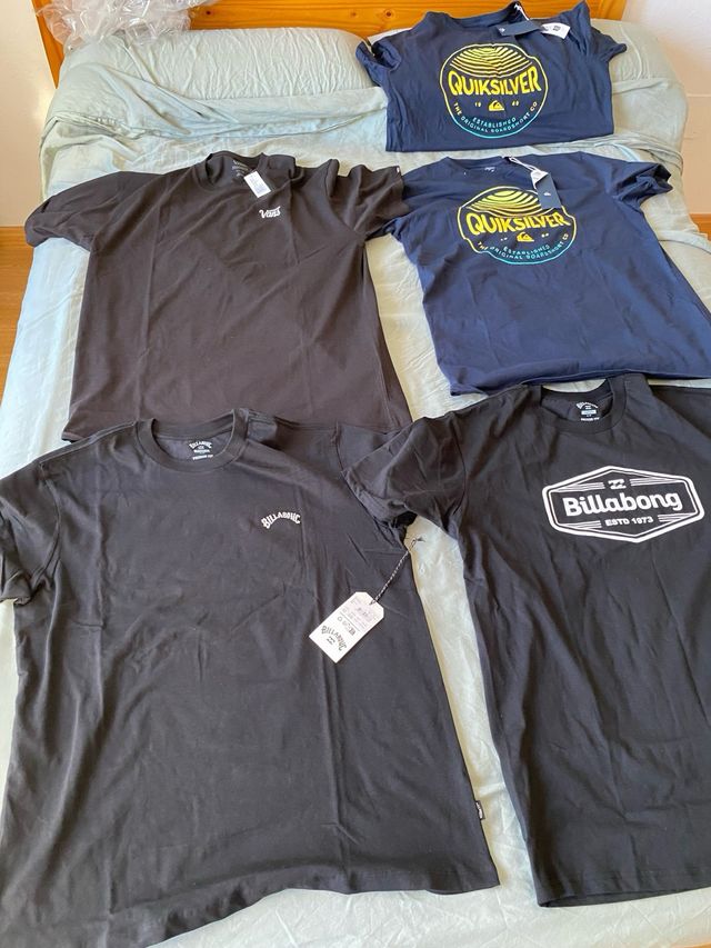 Lote 4 Camisetas Quiksilver, Billabong y Vans