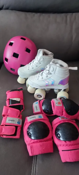 Patines Ruedas QUAD 100 y Set protección Talla 30 
