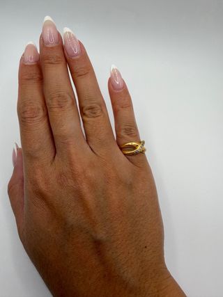 Anillo Oro 18k Cruzado con Circonitas