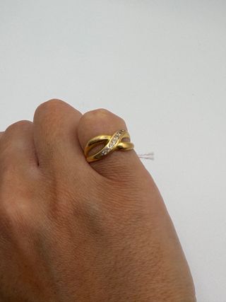 Anillo Oro 18k Cruzado con Circonitas