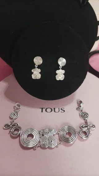 Conjunto Tous Pendientes y Pulsera Plata