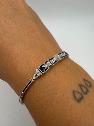 Pulsera Oro 18k Diamantes y Zafiros Art Deco