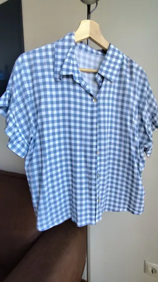 Camisa Zara cuadros azul y blanco