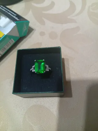 Anillo Esmeralda Rectangular Plata