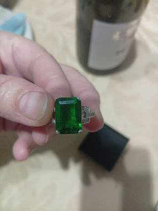 Anillo Esmeralda Rectangular Plata