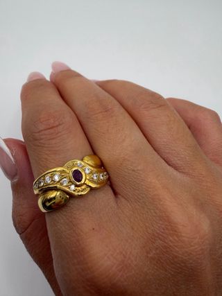 Anillo Oro 18k Rubí y Diamantes
