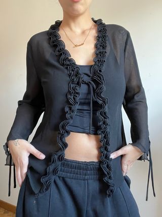 Sobrecamisa transparente vintage con volantes