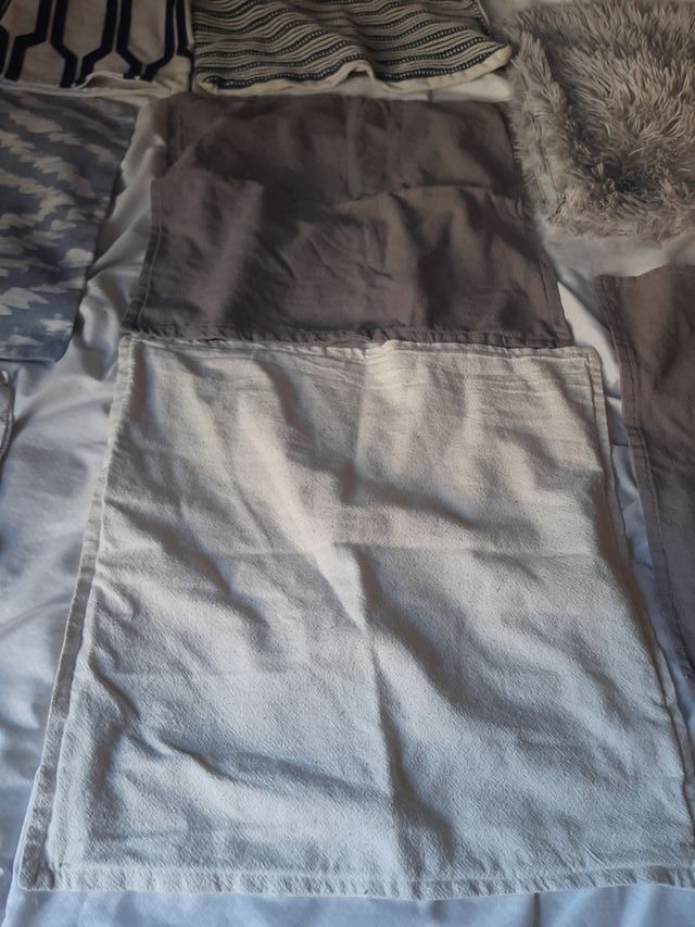 Manta decorativa patchwork azul y blanco