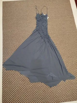 Vestido largo gris con tirantes t.s