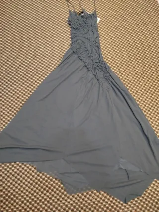 Vestido largo gris con tirantes t.s
