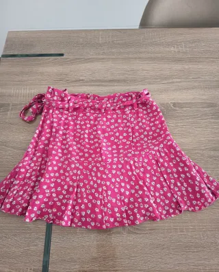Falda pantalón vuelo flores rosa