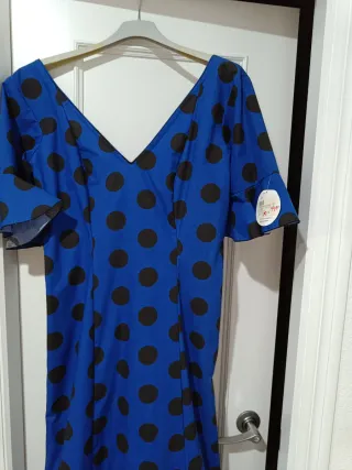 Traje Flamenca Azul Lunares Talla 44