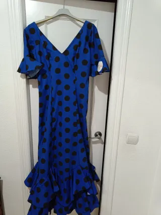 Traje Flamenca Azul Lunares Talla 44