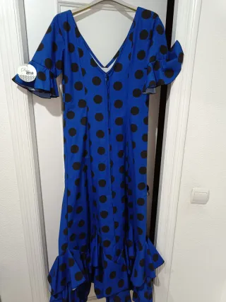 Traje Flamenca Azul Lunares Talla 44