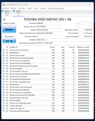 Disco Duro Toshiba 500GB SATA 2.5