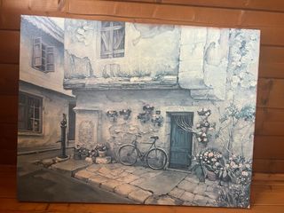 Cuadro pintura en madera antiguo 