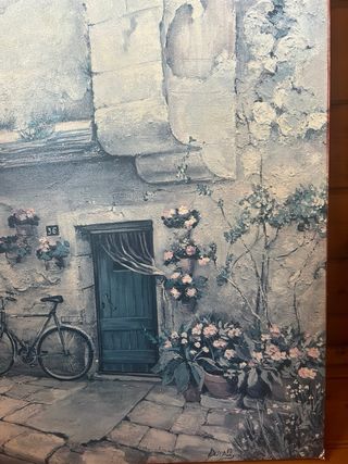 Cuadro pintura en madera antiguo 