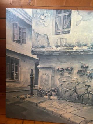 Cuadro pintura en madera antiguo 