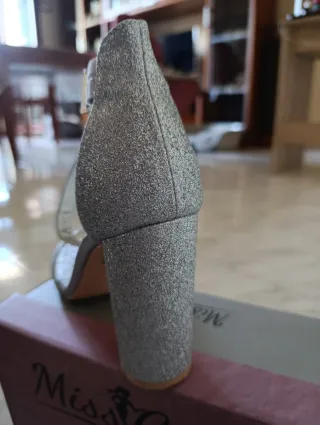 Miss Globo Scarpe Glitter Tacco Alto Argento