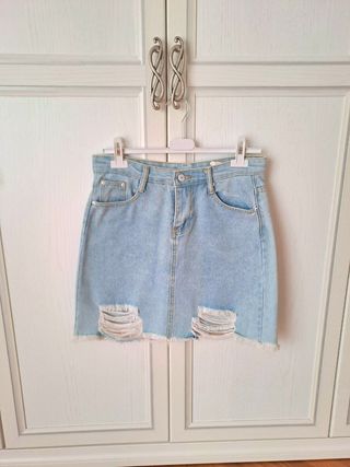 Gonna jeans (denim) strappata