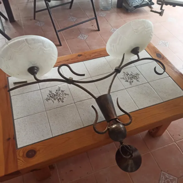 Lámpara rústica metal y cristal