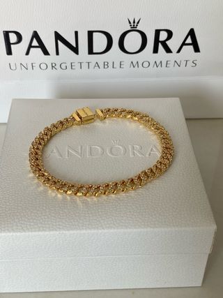 Pandora Bracciale Catena Maglia Cubana Pavè Oro 14