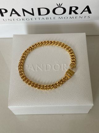 Pandora Bracciale Catena Maglia Cubana Pavè Oro 14