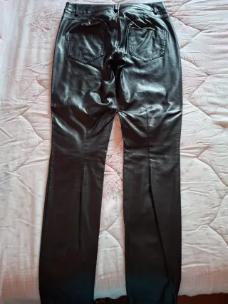 Pantaloni ecopelle gamba dritta neri