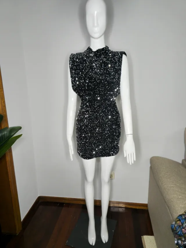 Vestido Negro Terciopelo Talla S