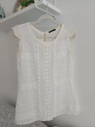 Blusa Massimo Dutti sin mangas blanca