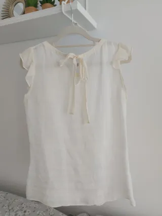 Blusa Massimo Dutti sin mangas blanca