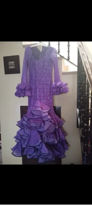 Traje Flamenca Encaje Morado Talla Única