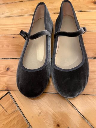 Bailarinas grises terciopelo talla 38