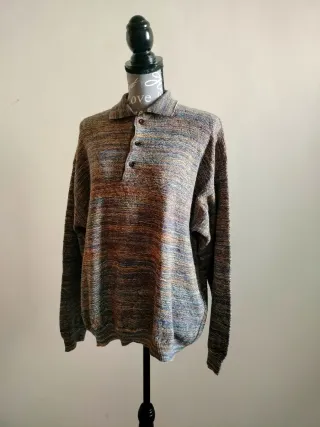 Maglione uomo collo polo fantasia
