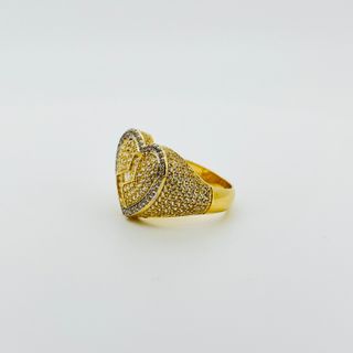 ANILLO CORAZON CON CIRCONITAS. Oro 18k.