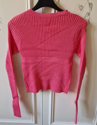 Cardigan donna rosa con bottoni perla