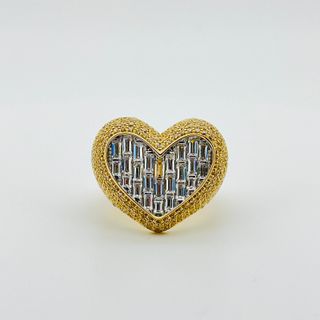 ANILLO CORAZON CON CIRCONITAS. Oro 18k. 