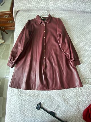 Vestido polipiel granate talla grande XXL