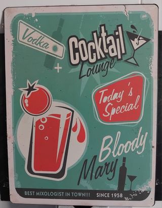 Cartel Metálico Cocktail Vodka Bloody Mary